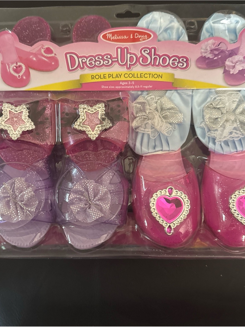 Melissa & Doug Pink, Purple & Light Blue Dress-Up Shoe Set
